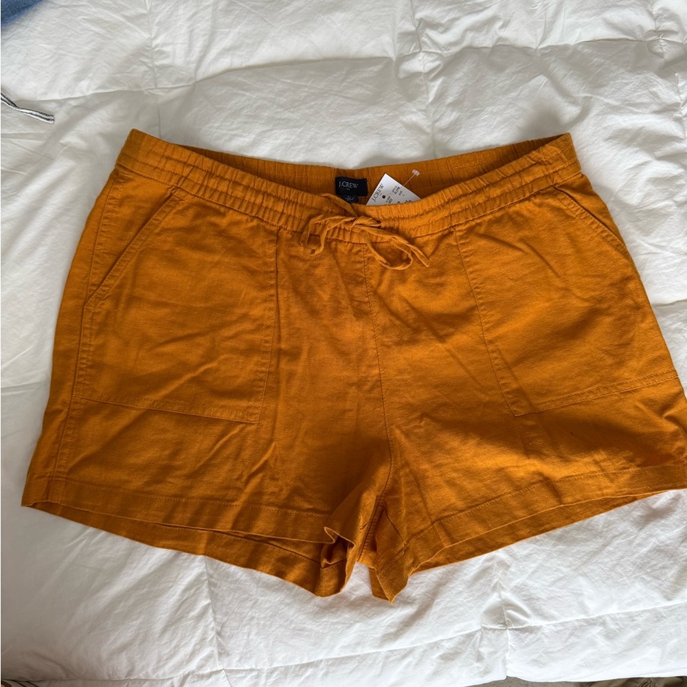 NWT J.Crew Linen Blend Drawstring Shorts Large Amber